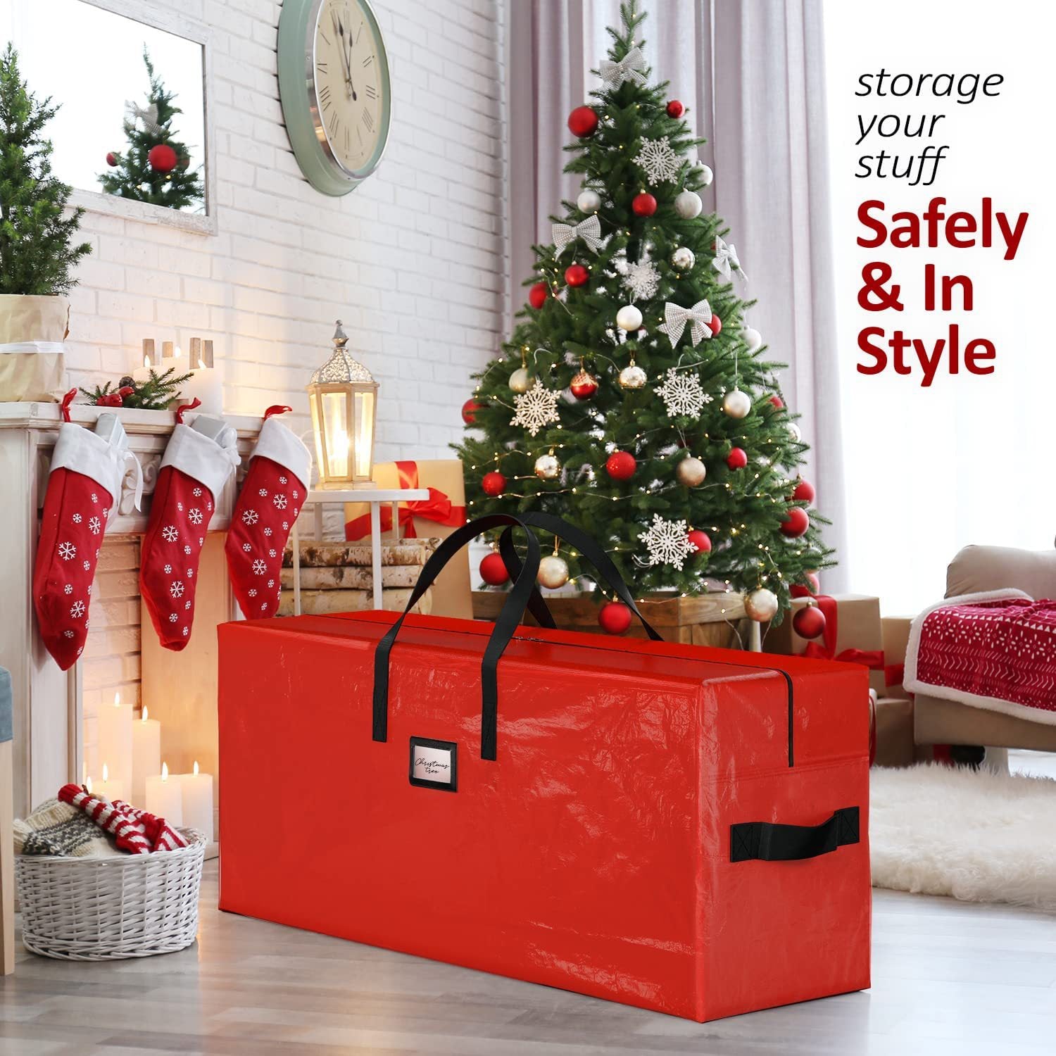 Red 122*34*51CM Durable Dustproof Christmas Tree Storage Bag