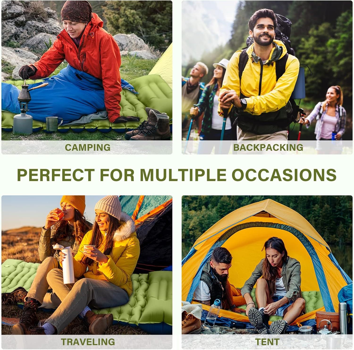 Grey 190cm Ultra-Light Foot Pump Inflatable Camping Sleeping Pad