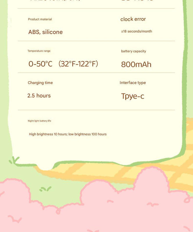 Cute Animal Digital Alarm Clock with Night Light, Temperature & Countdown Timer(Black and white panda)