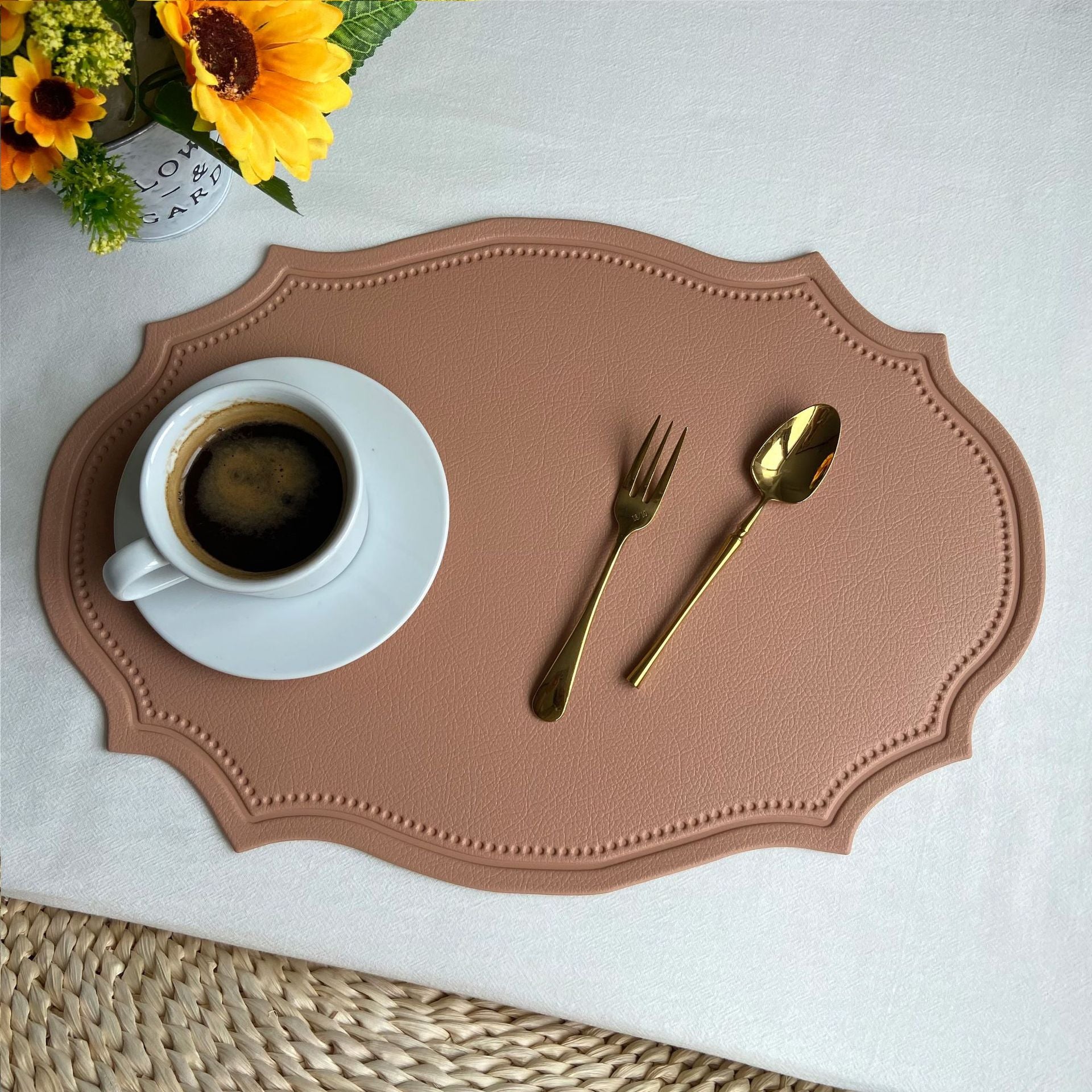 Pink Faux Leather Placemat Set (4 Pcs)