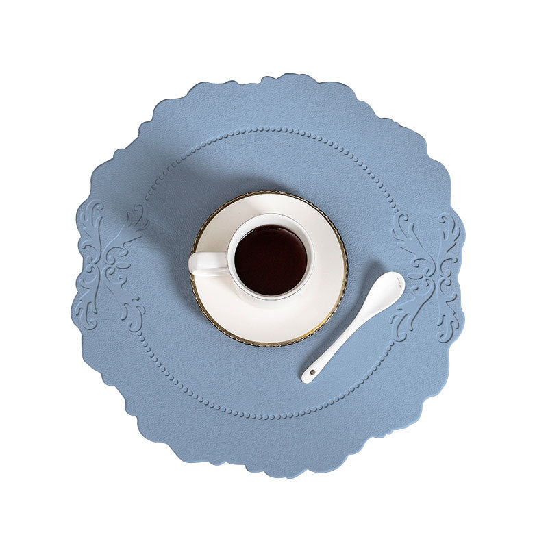 4 Pcs Retro Faux Leather Placemat - Light Blue