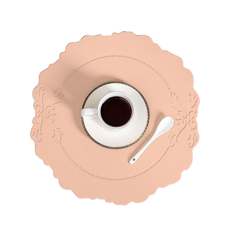 4 Pcs Retro Faux Leather Placemat - Pink, Waterproof