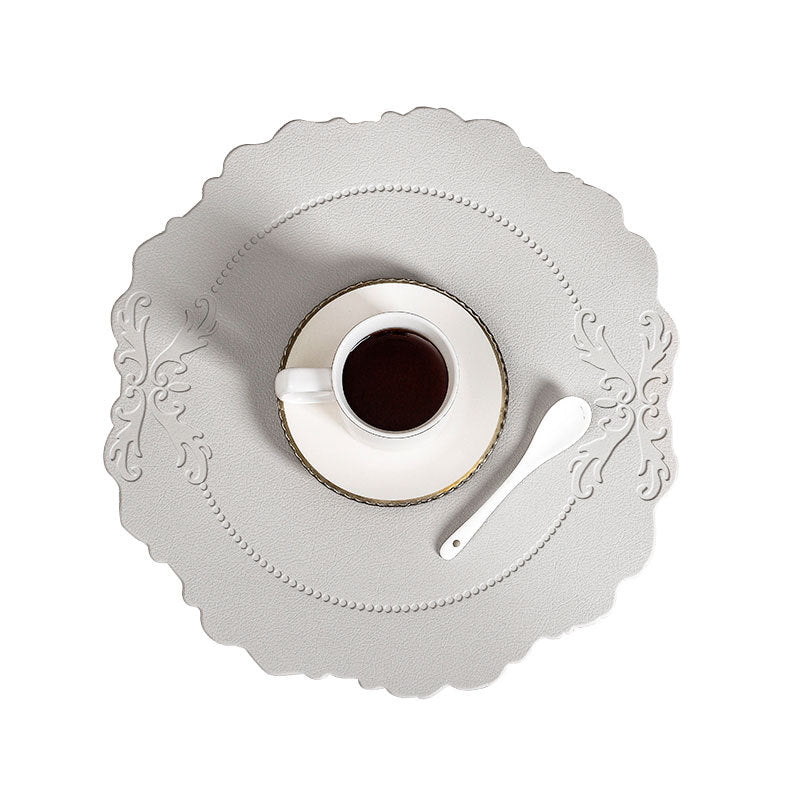 4 Pcs Retro Faux Leather Placemat - Light Grey