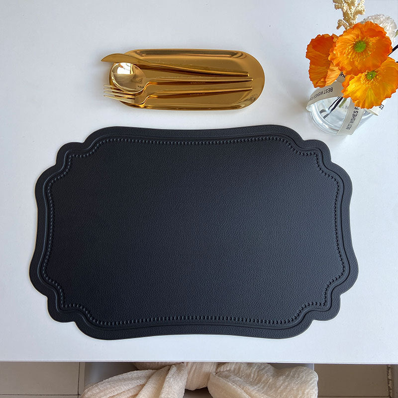 Black Faux Leather Placemat Set (4 Pcs) - Oil Proof