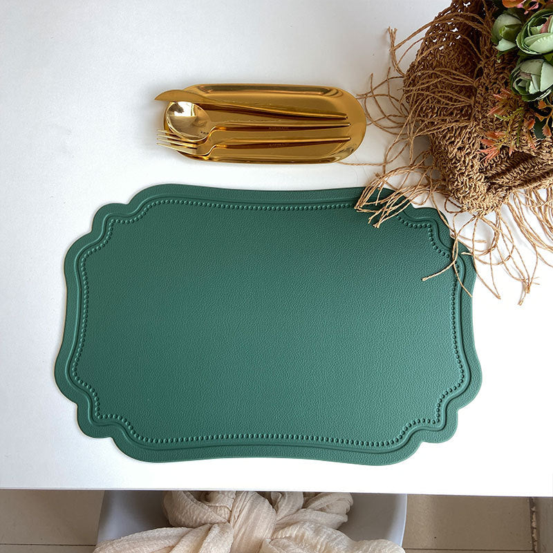 Green Faux Leather Placemat Set (4 Pcs) - Oil Proof
