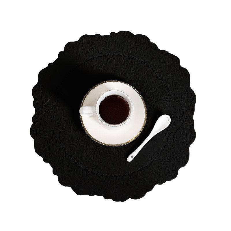 4 Pcs Retro Faux Leather Placemat - Black, Waterproof