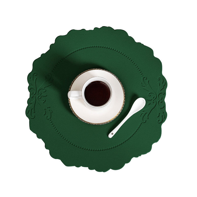 4 Pcs Retro Faux Leather Placemat - Green, Waterproof