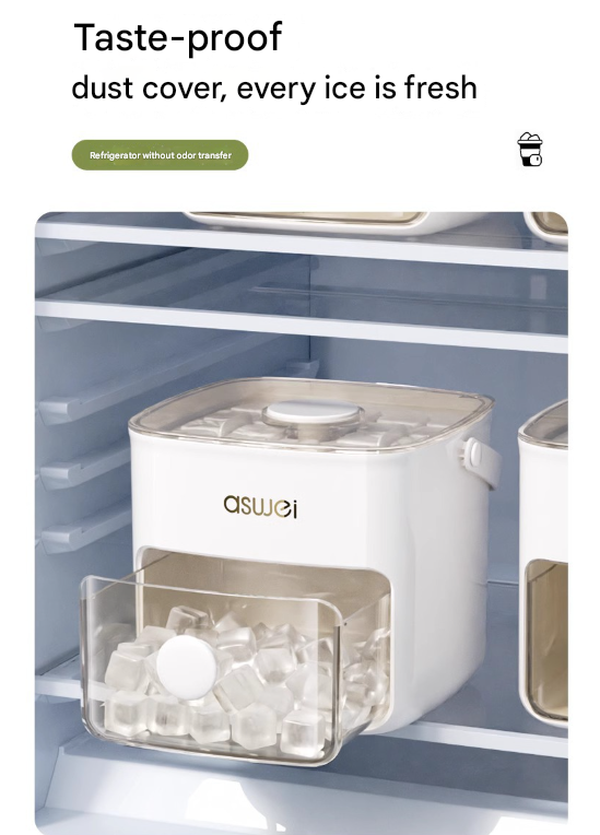 Green Innovative Press-Release Ice Cube Maker - Dual Layer Trays & Storage Bin (48 Cubes)