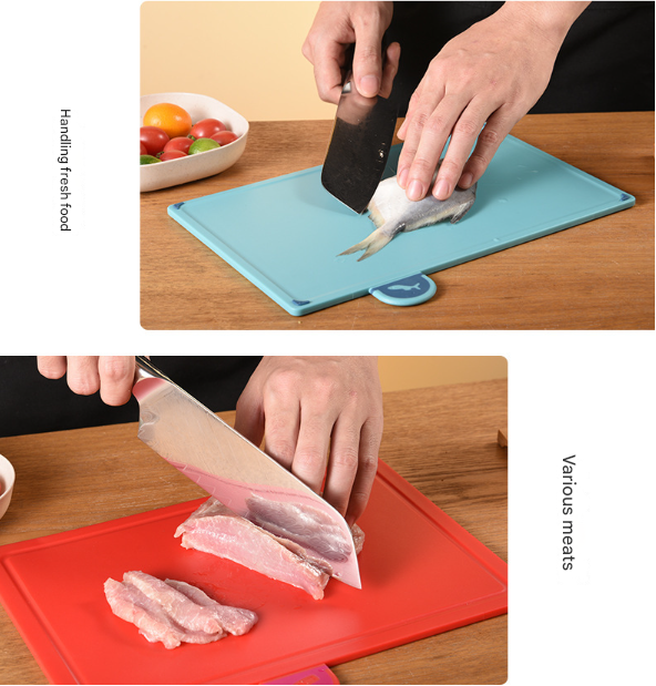 Coloerful 4-Piece Colour-Coded Index Cutting Board Set with Storage Stand - Food-Safe PP, Non-Slip, Easy Clean Kitchen Chopping Boards