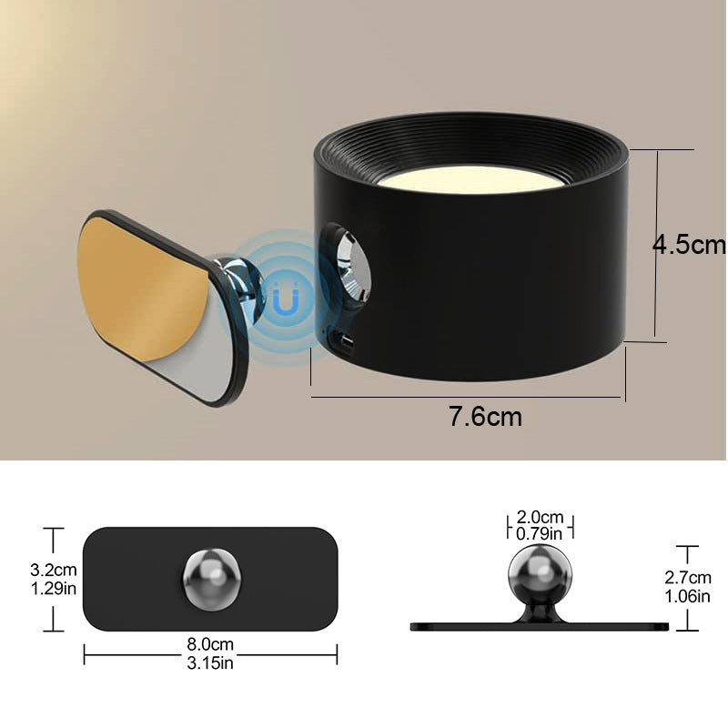 Black Rechargeable LED Magnetic Wall Light - Touch Control, 3 Colors & Dimmable, USB Portable Night Lamp for Reading & Cabinets