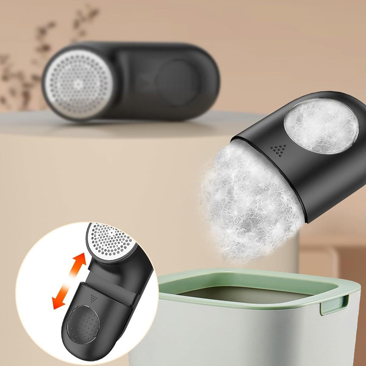 White Digital Display Electric Lint Remover - 3-Speed USB Rechargeable Fabric Shaverc