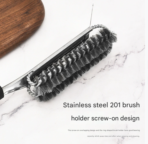 Stainless Steel Handle Heavy Duty BBQ Grill Brush - Stainless Steel Wire Cleaner with Scraper for Effortless Grate Cleaning