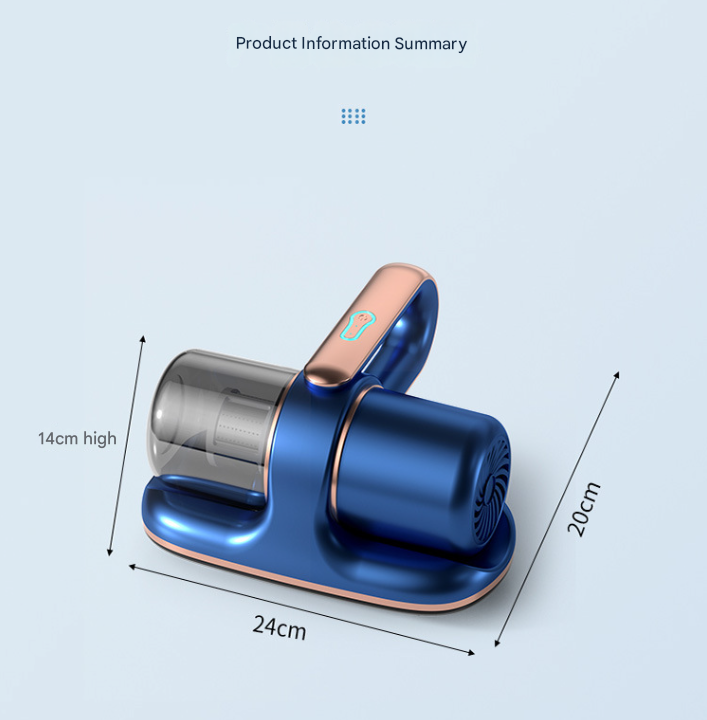 Grey Powerful Cordless UV-C Dust Mite Vacuum - 13000Pa Handheld Cleaner with HEPA Filtration
