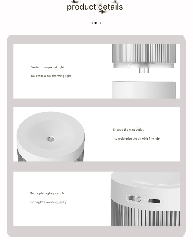 2-Piece Grey Mini Desktop Humidifier - Portable Mist Maker for Home and Car Use