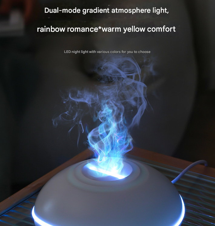 Crack color Mini USB Aromatherapy Diffuser with Flame Projection - Portable Humidifier for Home and Car Use