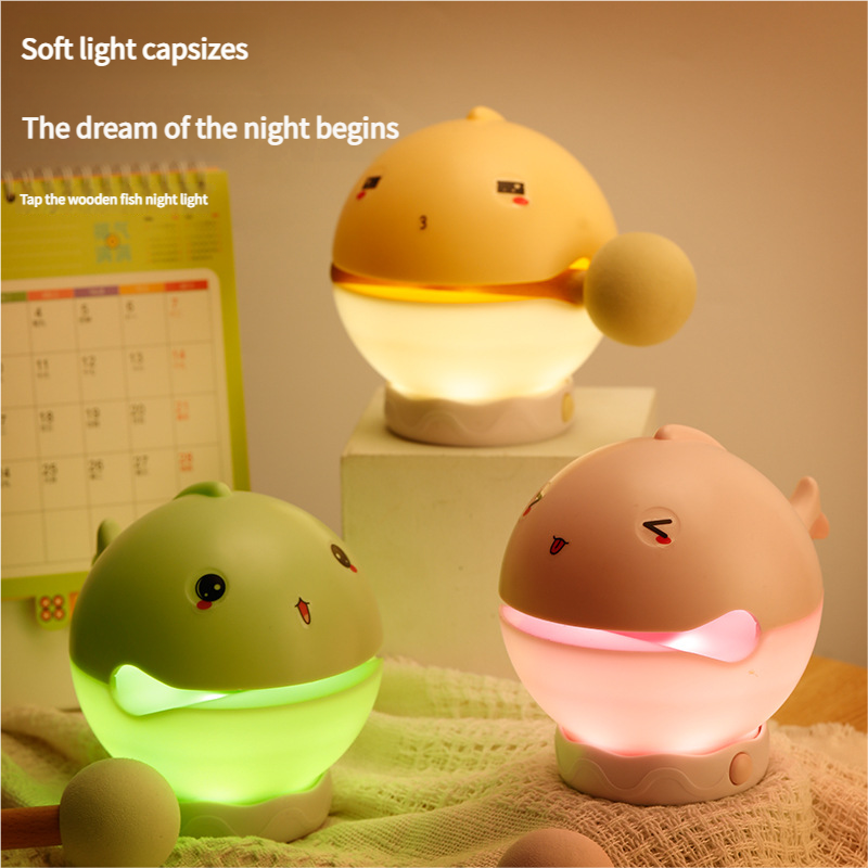 Portable rechargeable tapping control night light- 3-Level Dimmable Bedside Lamp(pink)