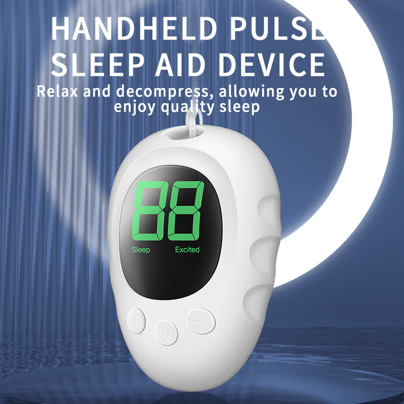 Handheld Microcurrent Sleep Aid Device - USB Rechargeable Pulse Massager for Relaxation & Deep Sleep(White)