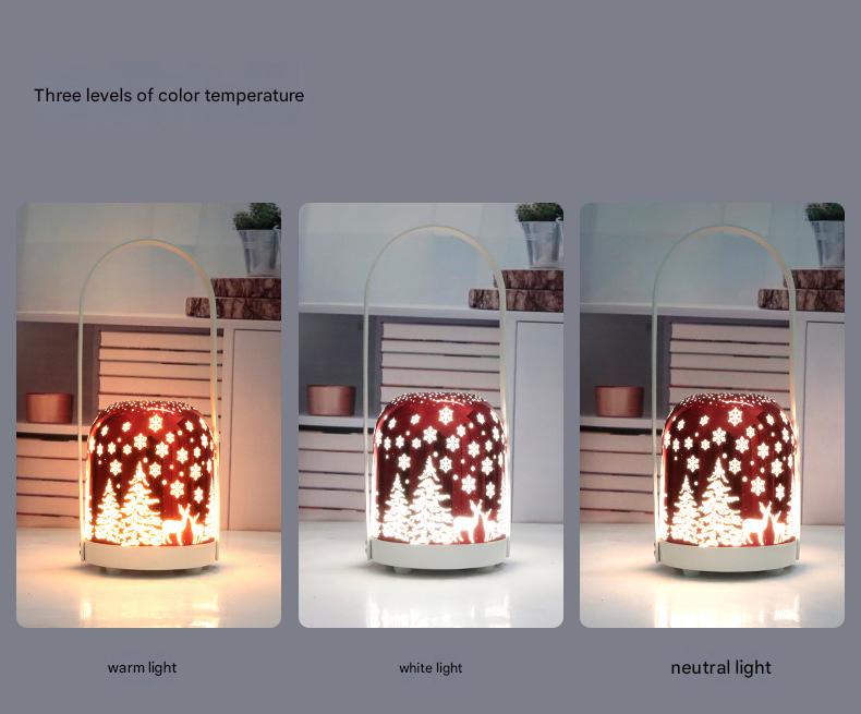 Portable Christmas LED Lantern - Dimmable, 3 Color Temps, 5200mAh Battery & Memory Function(red)
