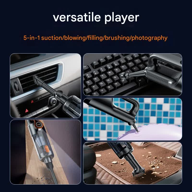 Multi-Function Cordless Handheld Vacuum Cleaner & Blower - Powerful Brushless Motor with Digital Display(Gray Orange)