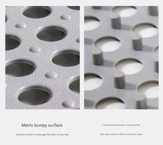 Sky Blue And White DIY Interlocking Non-Slip Floor Tiles - 12-Pack PVC Drainage Mat for Shower & Bathroom Safety