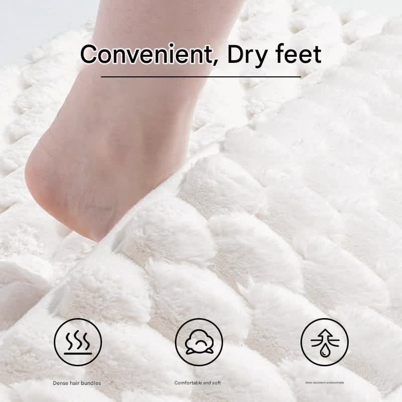 Luxury Plush Memory Foam Bath Mat with Foot Drying Panel - Super Absorbent & Non-Slip Bathroom Rug(Checkered beige)