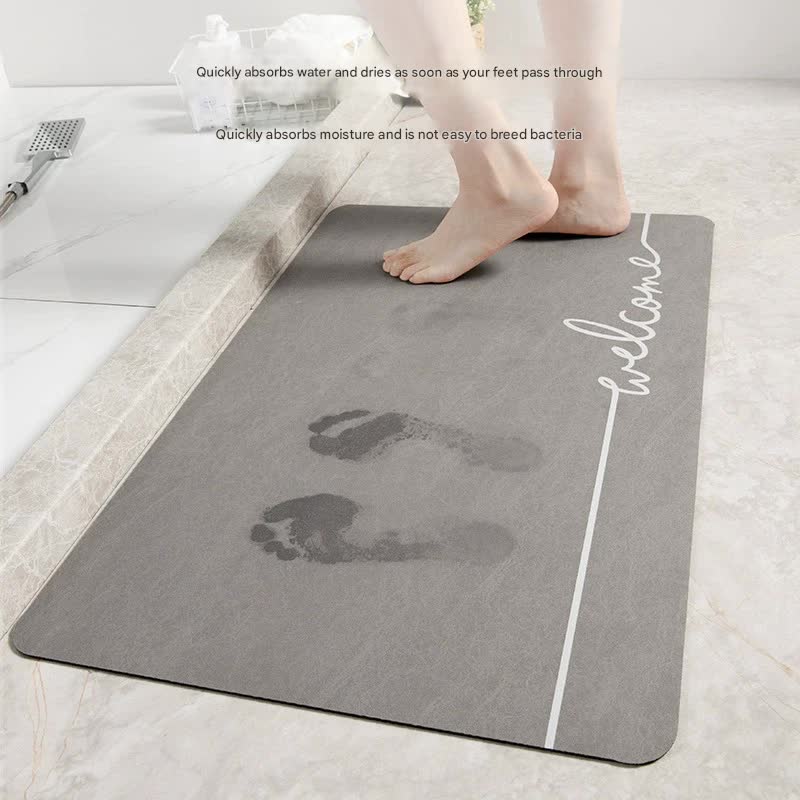 Super Absorbent Quick-Dry Diatomite Bath Mat - Non-Slip Suede Finish Bathroom Floor Mat(Letter Navy Blue)