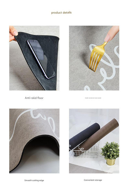 Super Absorbent Quick-Dry Diatomite Bath Mat - Non-Slip Suede Finish Bathroom Floor Mat(Letter Navy Blue)