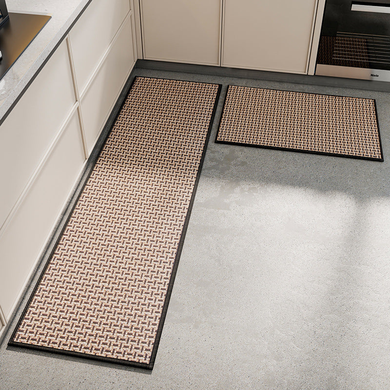 Absorbent & Dirt-Resistant Woven Kitchen Mat - Non-Slip Runner Rug for Home(Interlocking Black)