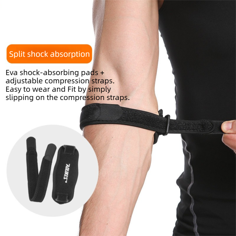 Two-Pair Dark Grey Adjustable Compression Elbow Brace with Thick Sponge Padding - Sports Support for Various Sports and Everyday Work