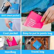 175ml Stainless Steel Hip Flask w Funny Quotes-Pink