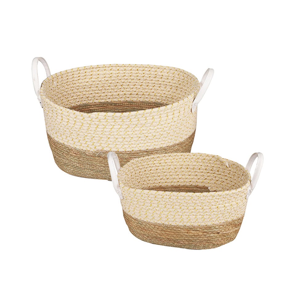 3 Pc Cotton Rope Storage Baskets - Stripe, Handles