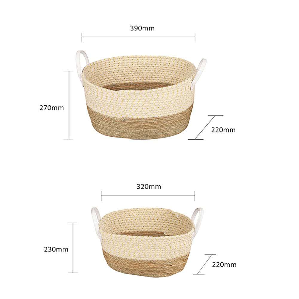 3 Pc Cotton Rope Storage Baskets - Stripe, Handles