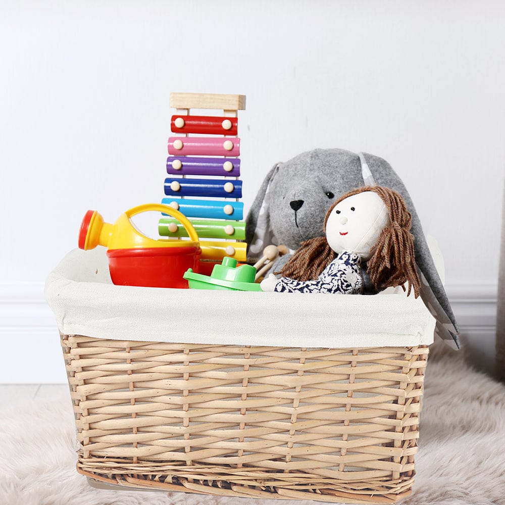 4 Pc Wicker Storage Baskets with Liner