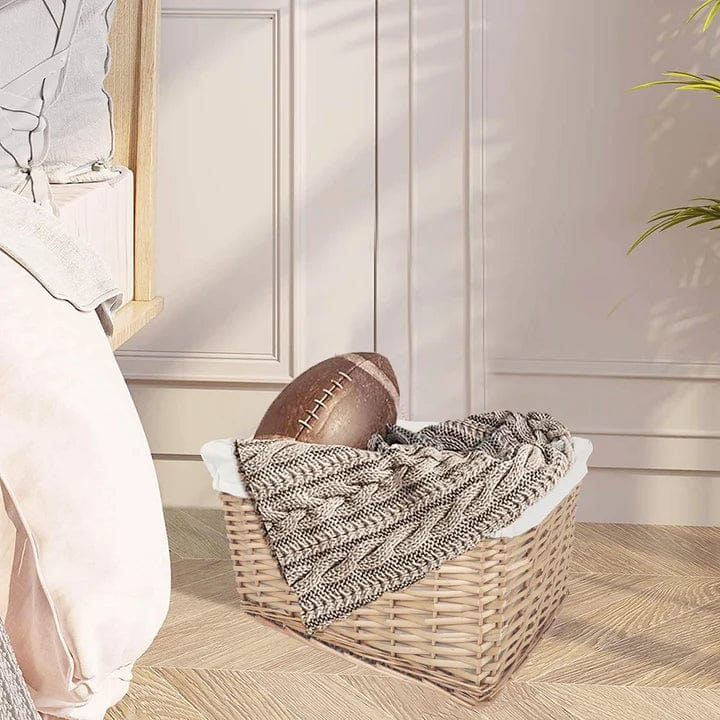 4 Pc Wicker Storage Baskets with Liner