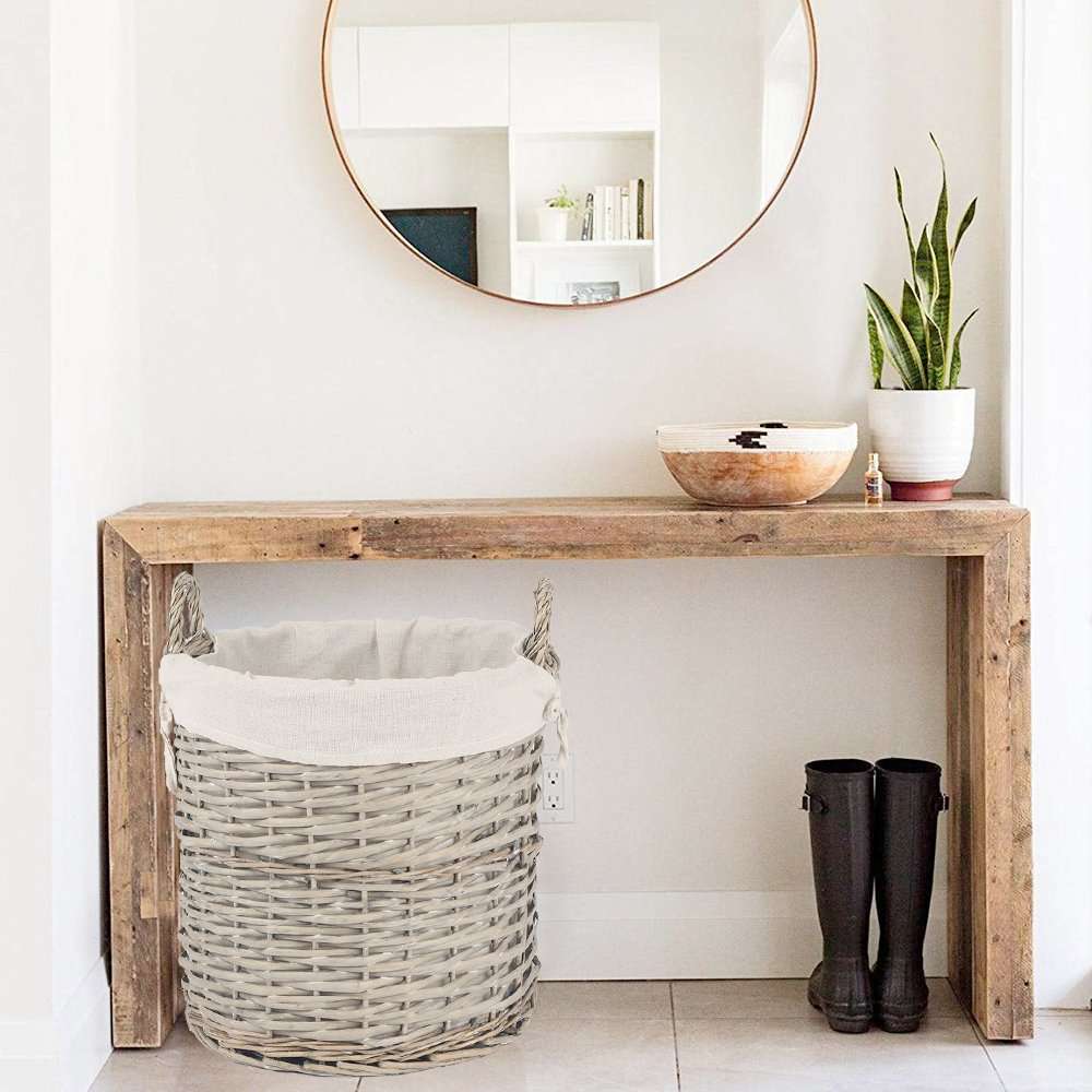 Set of 4 Wicker Baskets with Fabric Liner