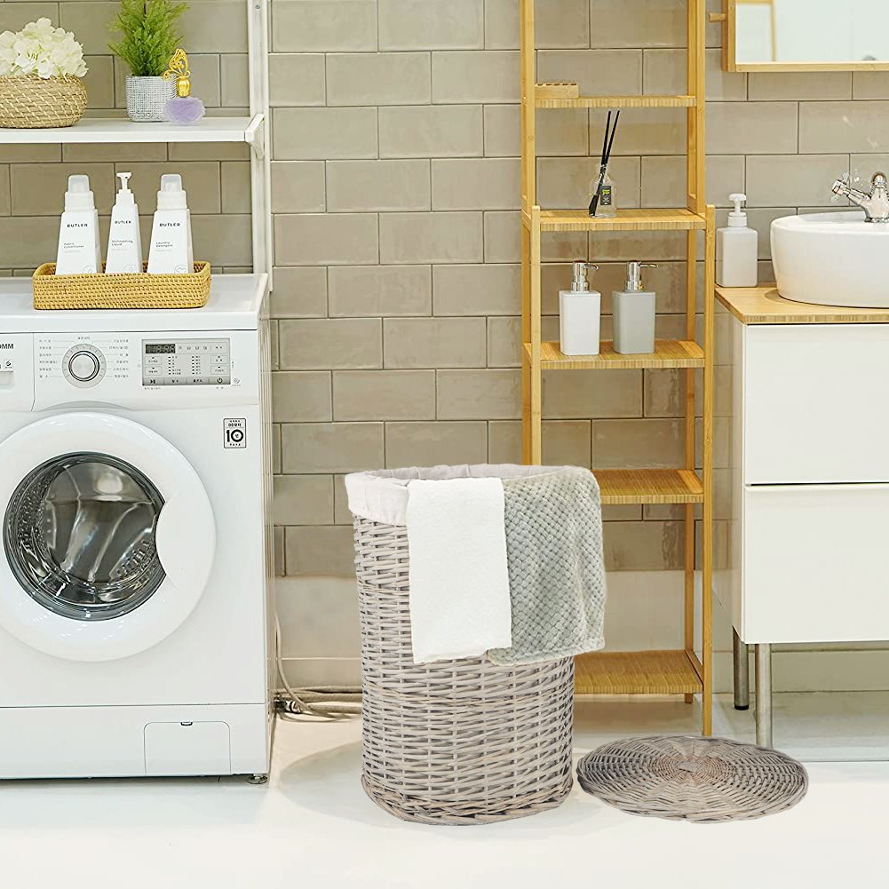 Set of 4 Wicker Baskets with Fabric Liner