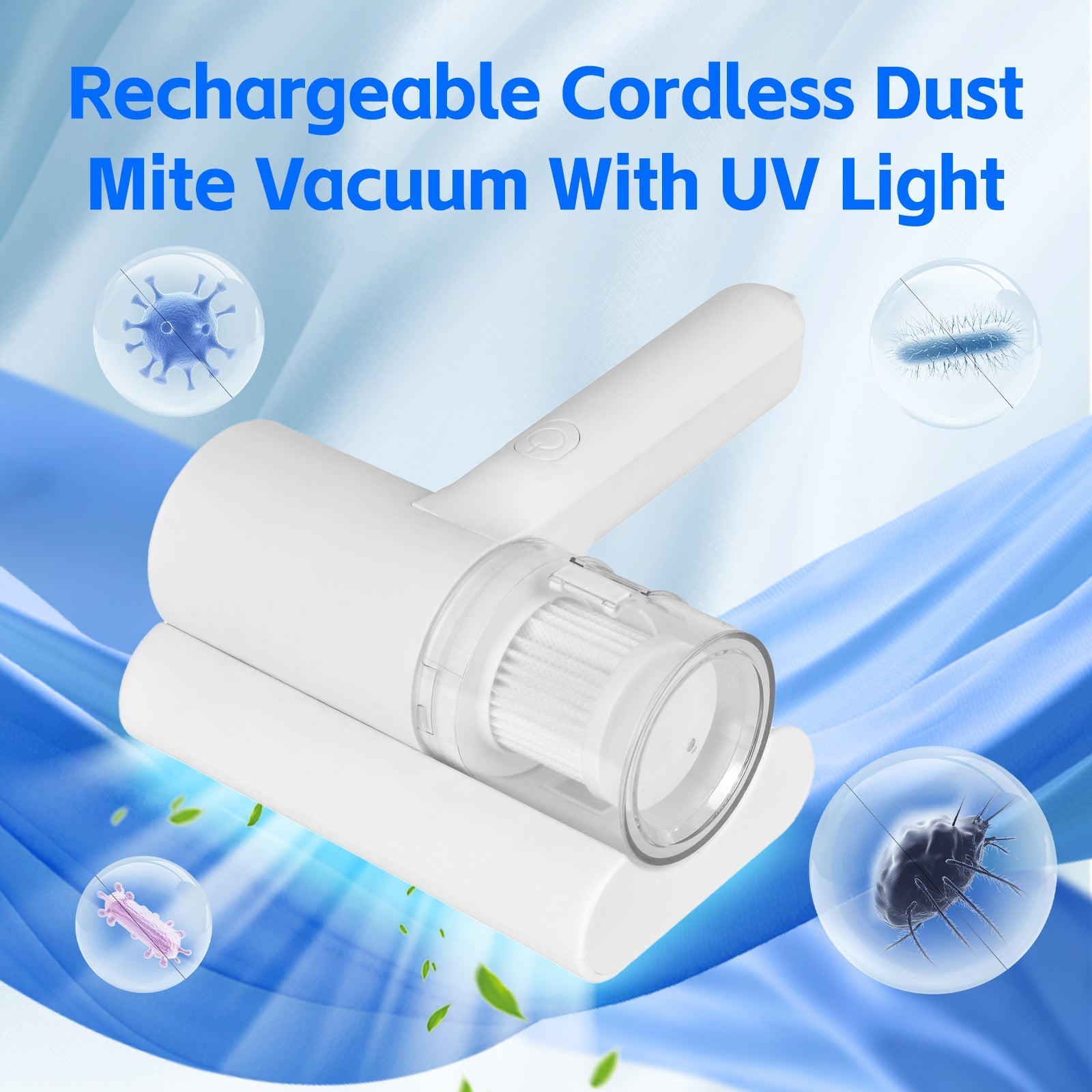UV?? Cordless Dust Mite Vacuum Handheld Sanitizing Cleaner with 1200??Ah Battery