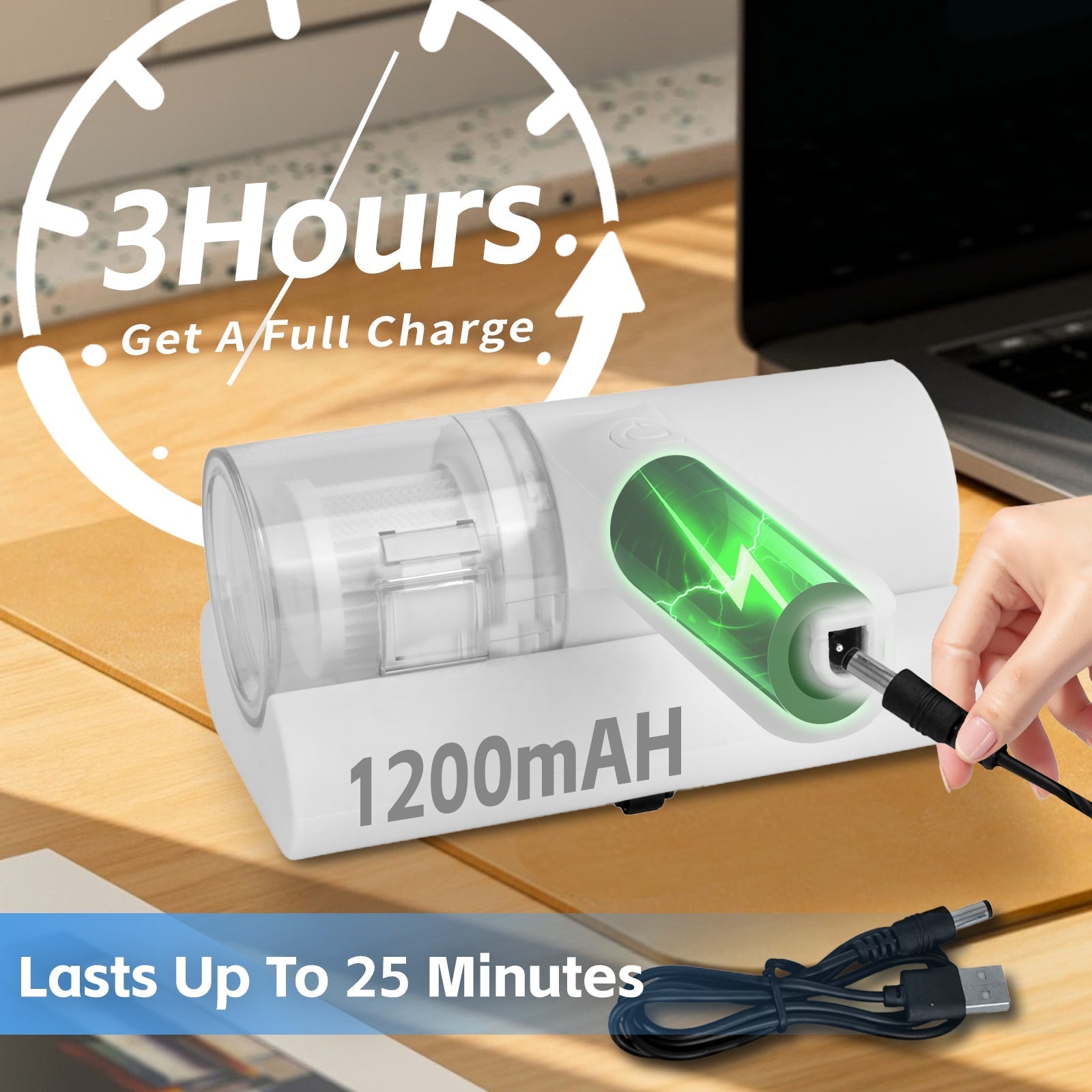 UV?? Cordless Dust Mite Vacuum Handheld Sanitizing Cleaner with 1200??Ah Battery