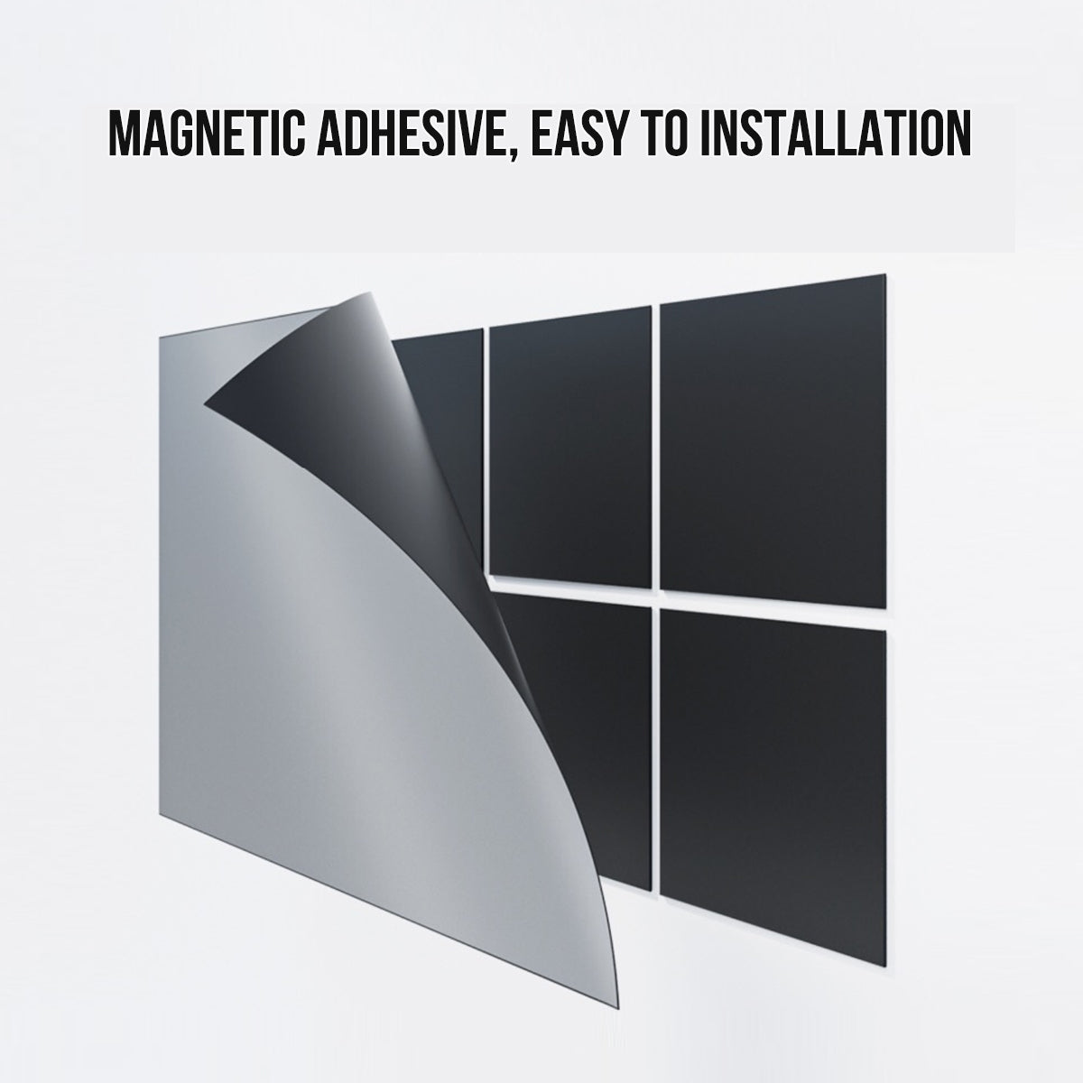 Magnetic adhesive Fresnel screen installation showing four aligned panels