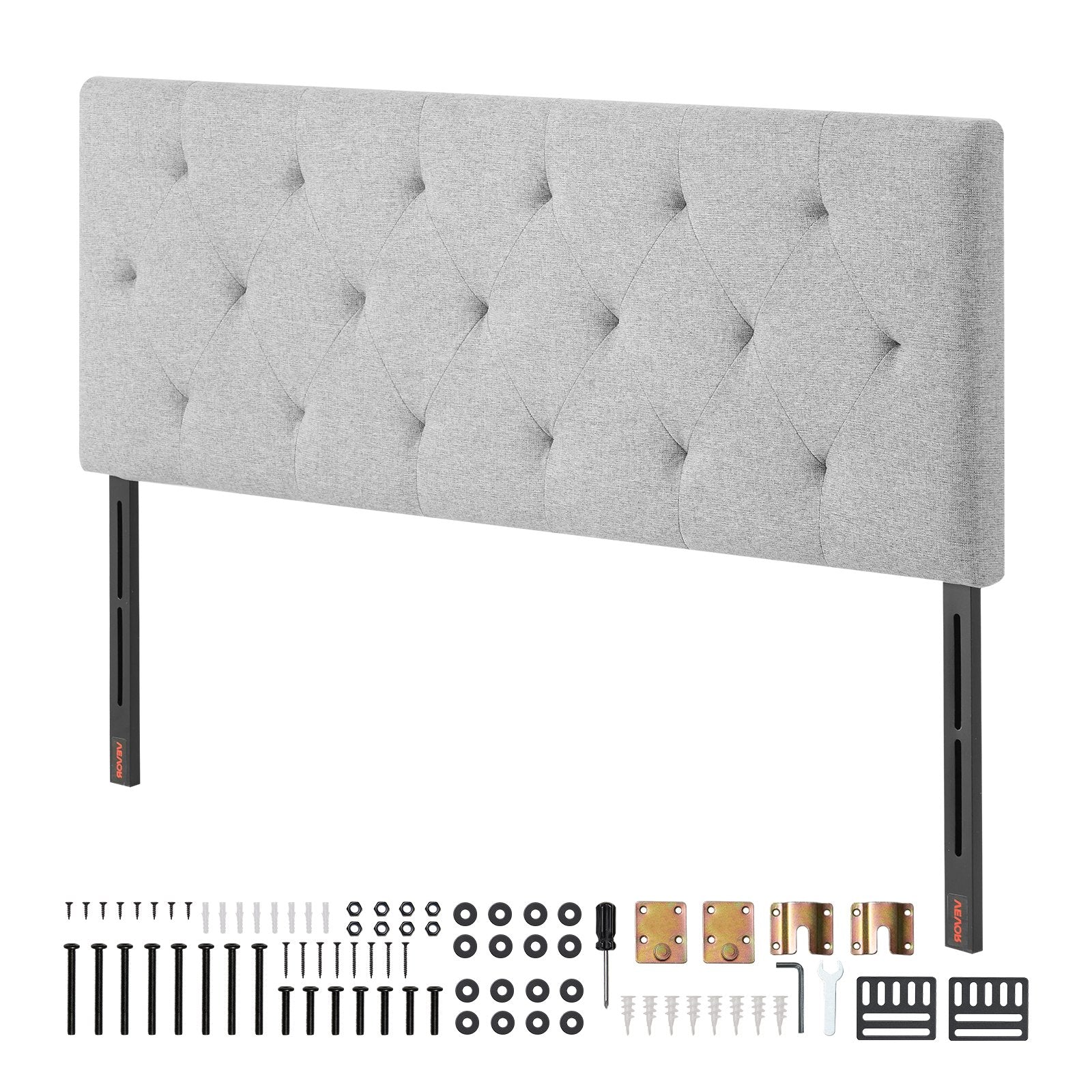 VEVOR Headboard, Full Size Headboard with Adjustable Height, Comfortable Diamond Tufted for Full Size Bed, W 56.3 x H（35.6-47.4）inches, Ideal for Bedroom, Hotel, Homestay, Dormitory, Light Grey