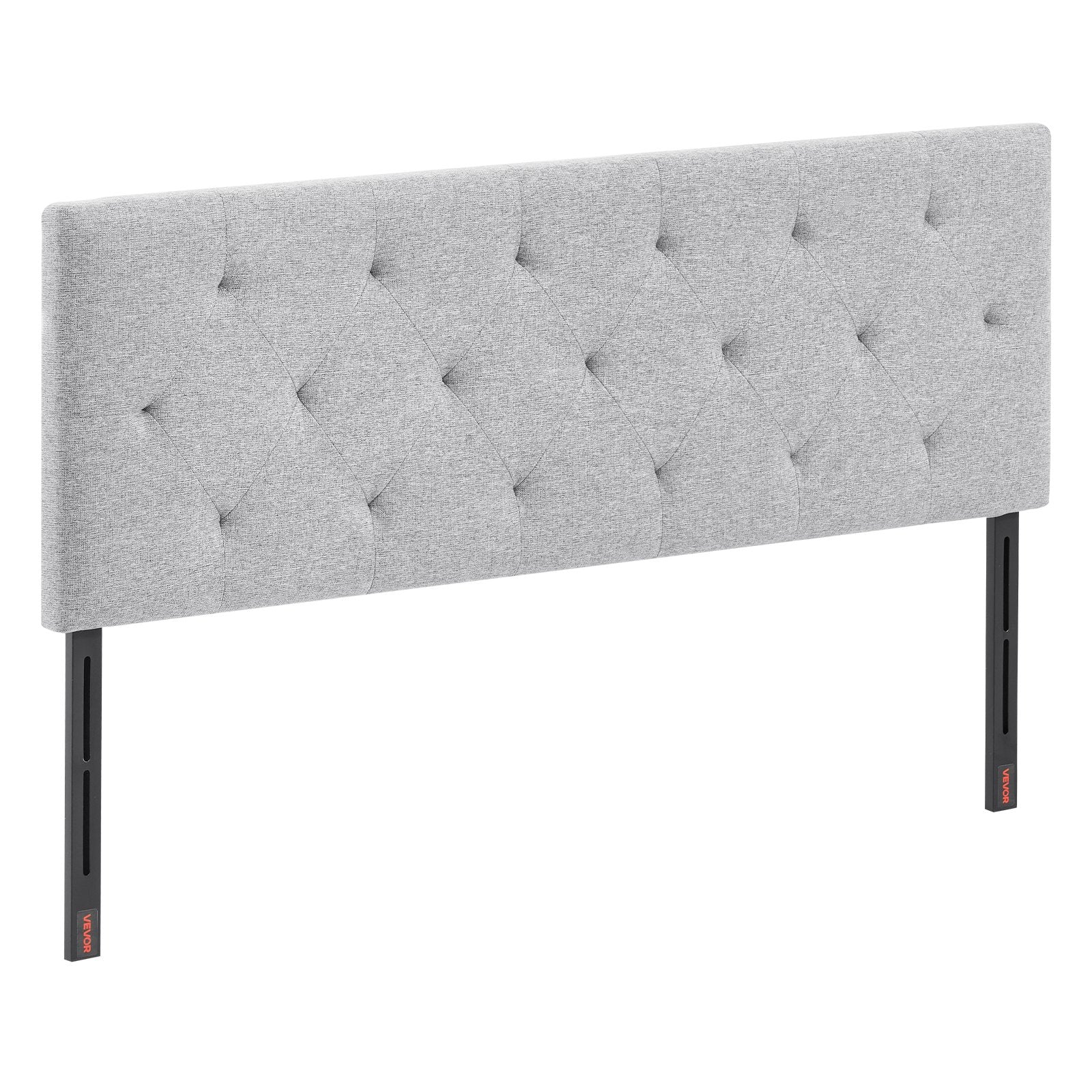 VEVOR Headboard, Full Size Headboard with Adjustable Height, Comfortable Diamond Tufted for Full Size Bed, W 56.3 x H（35.6-47.4）inches, Ideal for Bedroom, Hotel, Homestay, Dormitory, Light Grey