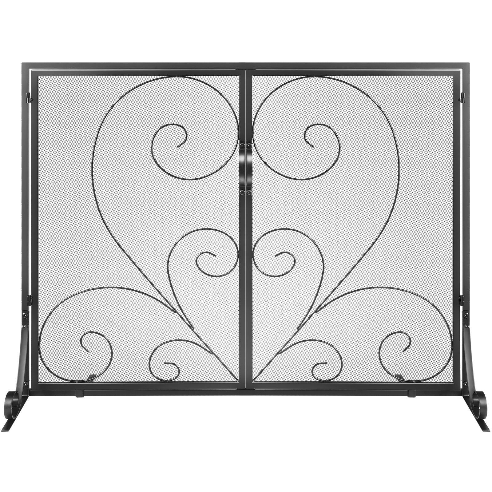 VEVOR 990x802MM Fireplace Screen 2-Panel Iron Mesh Spark Guard Vintage Black
