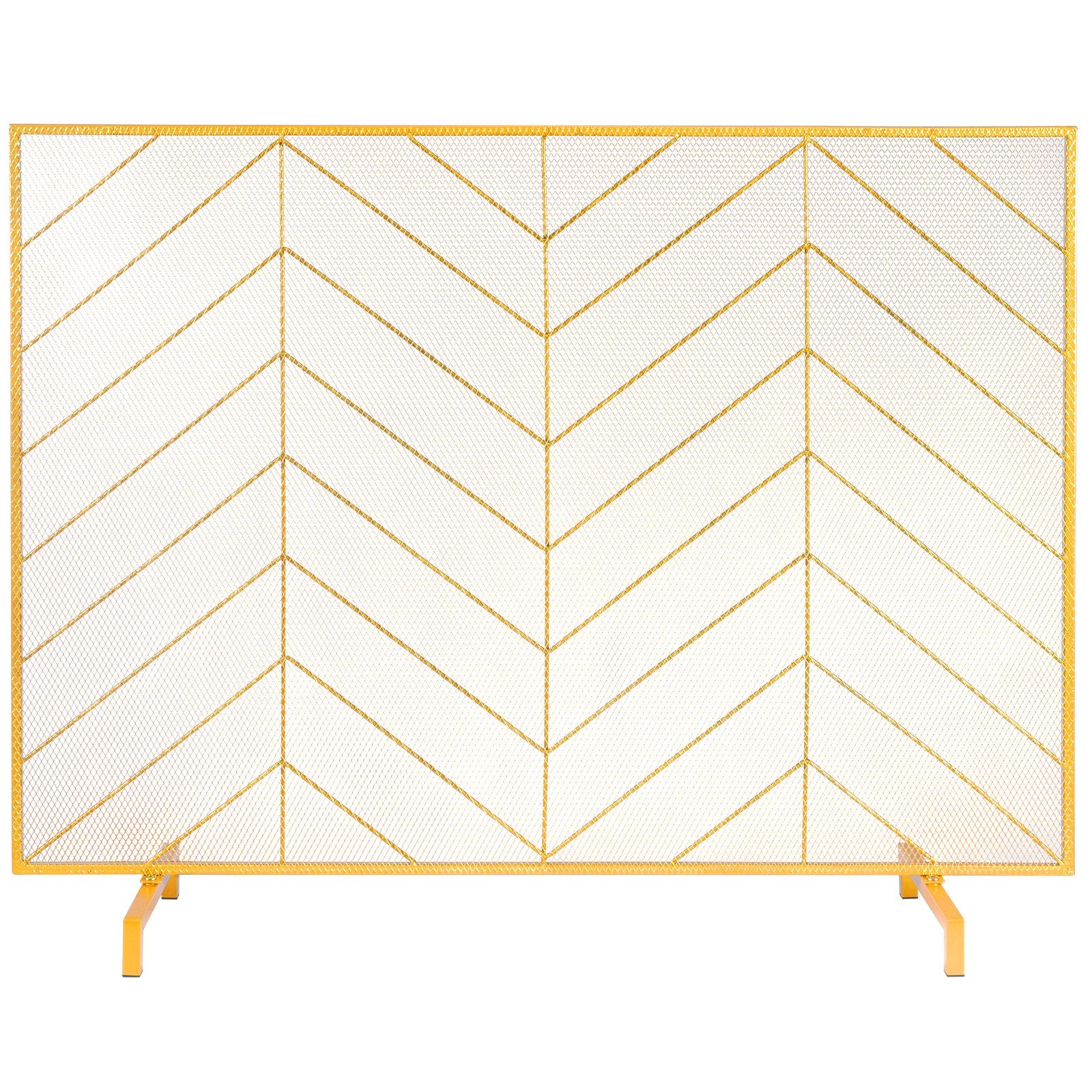 VEVOR 980x758MM Fireplace Screen 1-Panel Iron Mesh Spark Guard Modern Gold