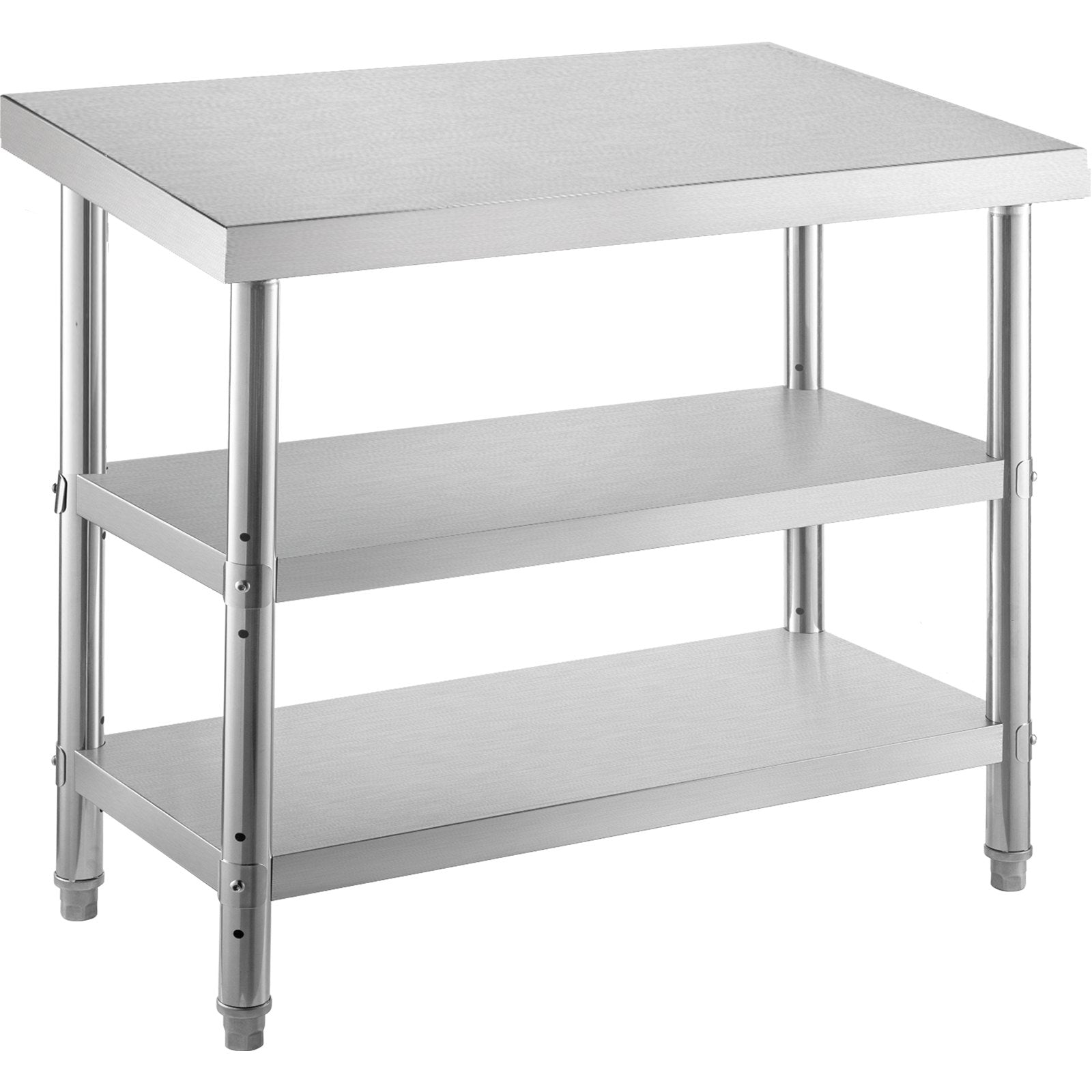 VEVOR Stainless Steel Prep Table, 1520x450x855 mm Commercial Stainless Steel Table, 2 Adjustable Undershelf BBQ Prep Table, Heavy Duty Kitchen Work Table, for Garage, Home, Warehouse, Kitchen Silver