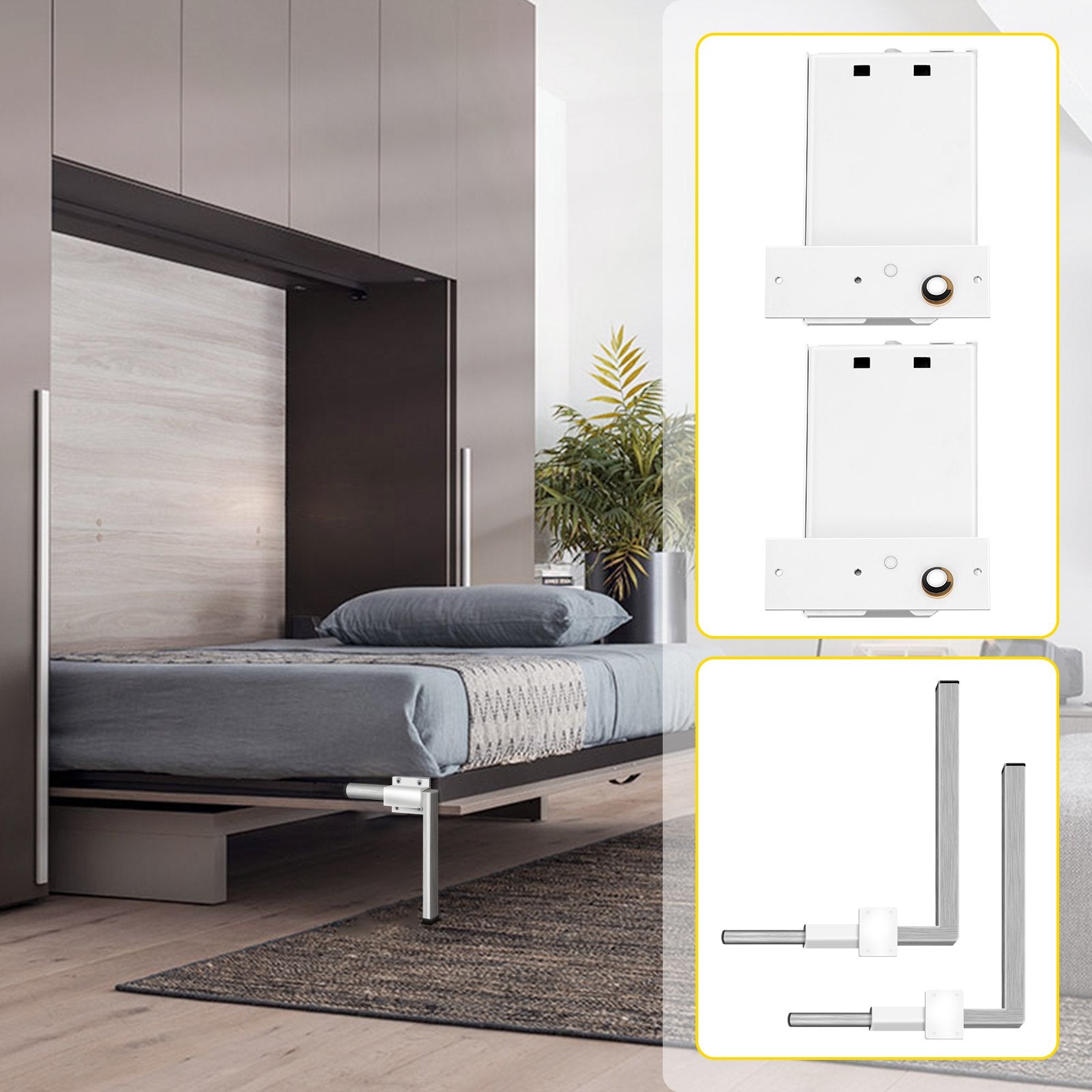 VEVOR DIY Murphy Bed Springs Mechanism Hardware Kit Horizontal for Twin Size Bed