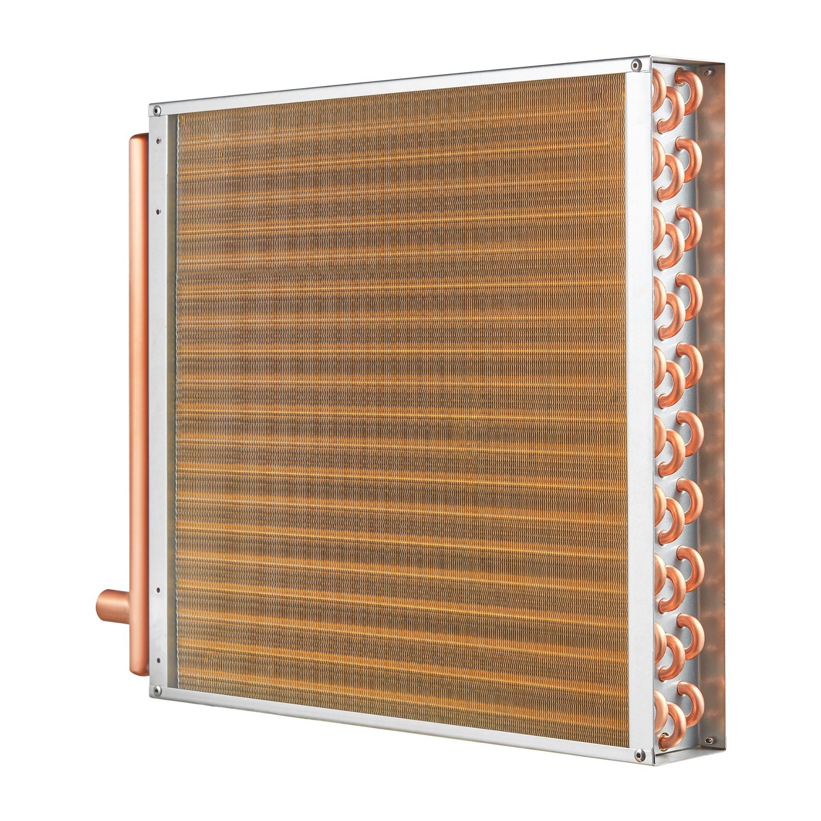 VEVOR 20"x 20" Heat Exchanger Water to Air 3-Row 3/8" Copper Ports 242 Fins