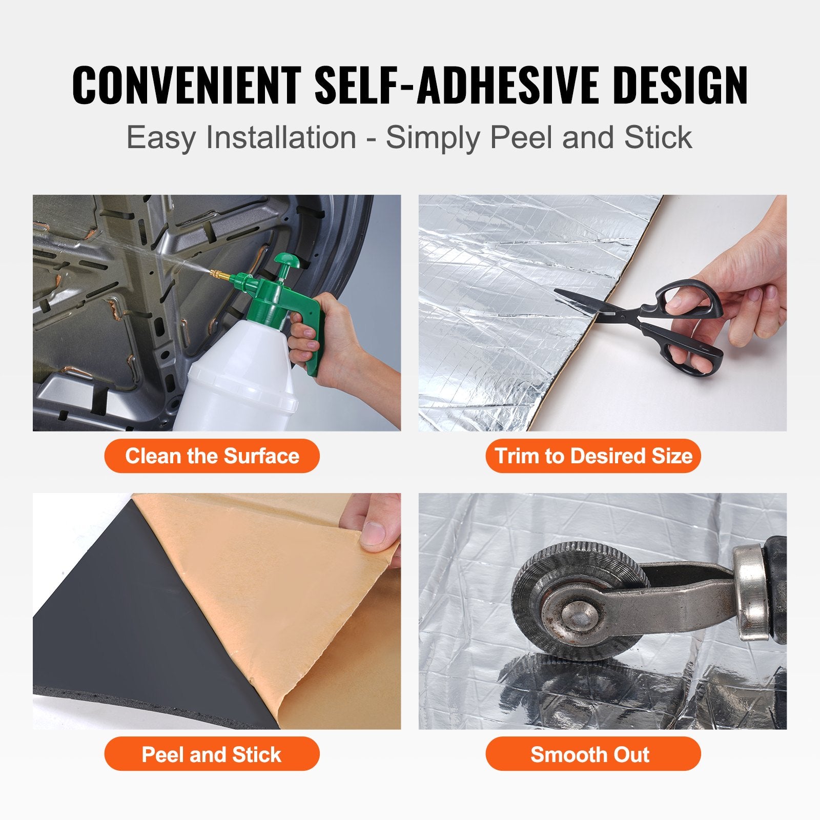 VEVOR Car Sound Deadening Mat, 200 mil 3.3sq.m Automotive Sound Deadener, High Density Foam Sound Deadener Material & Heat Barrier, Double Layer Waterproof Structure Acoustic Insulation Mat