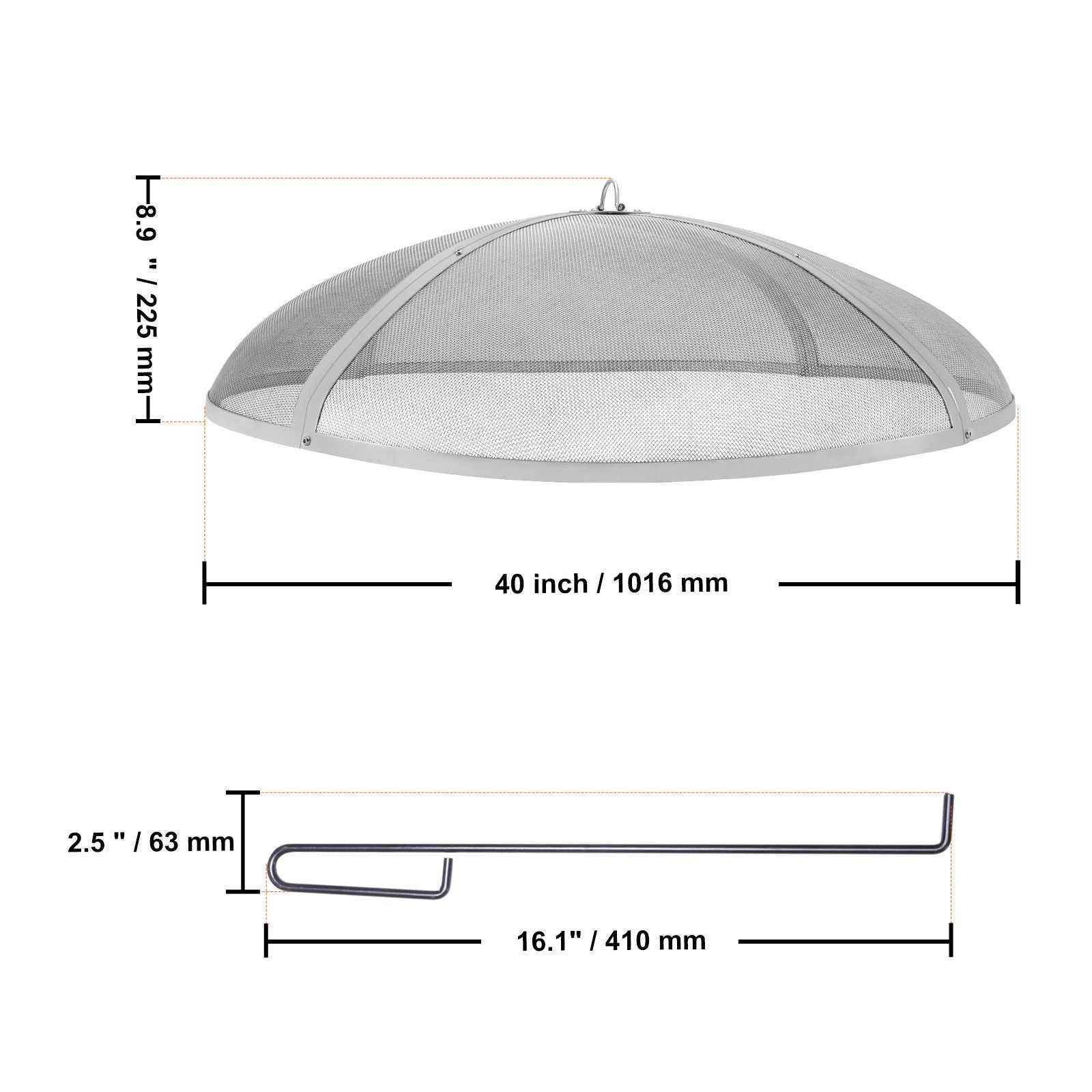 Fire Pit Spark Screen Round 40, Reinforced Heavy Duty Steel Metal Cover, Outdoor Firepit Lid, Easy-Opening Top Screen Covers Round with Ring Handle for Outdoor Patio Fire Pits Backyard Bedworld