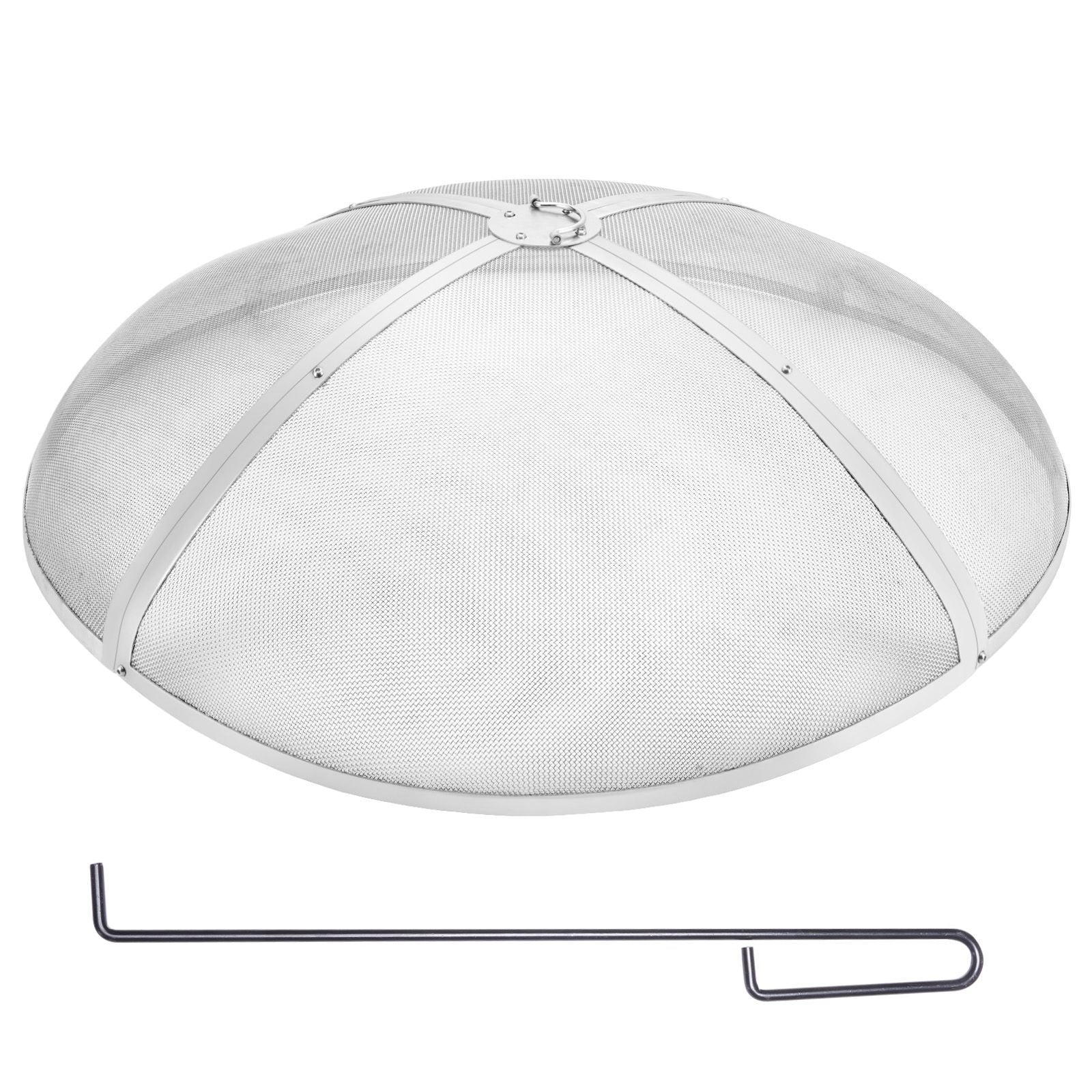 Fire Pit Spark Screen Round 40, Reinforced Heavy Duty Steel Metal Cover, Outdoor Firepit Lid, Easy-Opening Top Screen Covers Round with Ring Handle for Outdoor Patio Fire Pits Backyard Bedworld