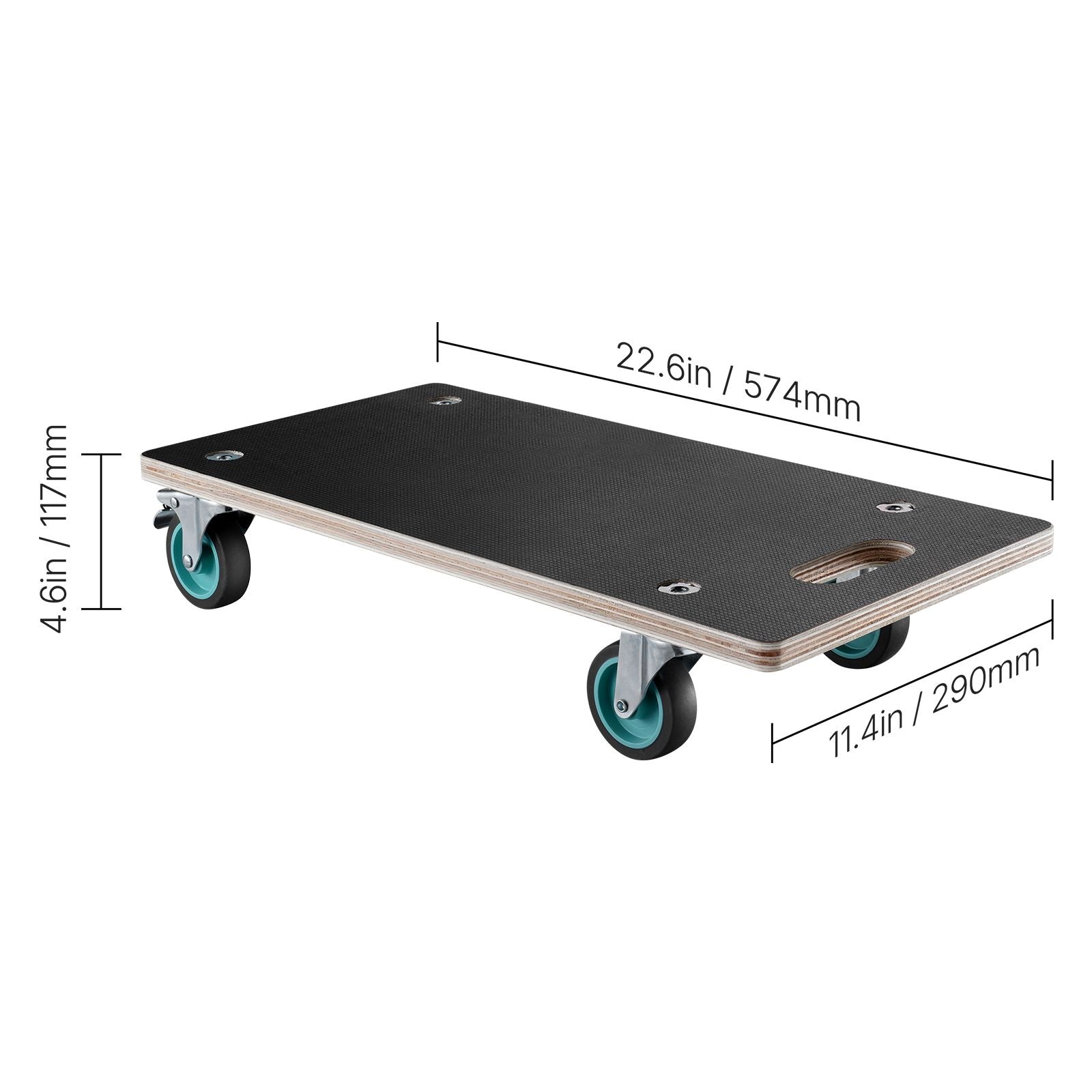 Furniture Dolly, 551 lbs Load Capacity, Furniture Moving Dollies with 4 TPR Silent Wheels, Rectangle Multifunctional Flat Dolly for Piano Furniture Couch Washing Machine Fridge, 2 Pack, Black